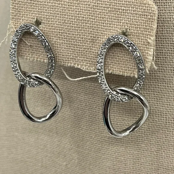 Vintage Sterling Silver Dangle Earrings with Brilliant Sparkle - Picture 7 of 15